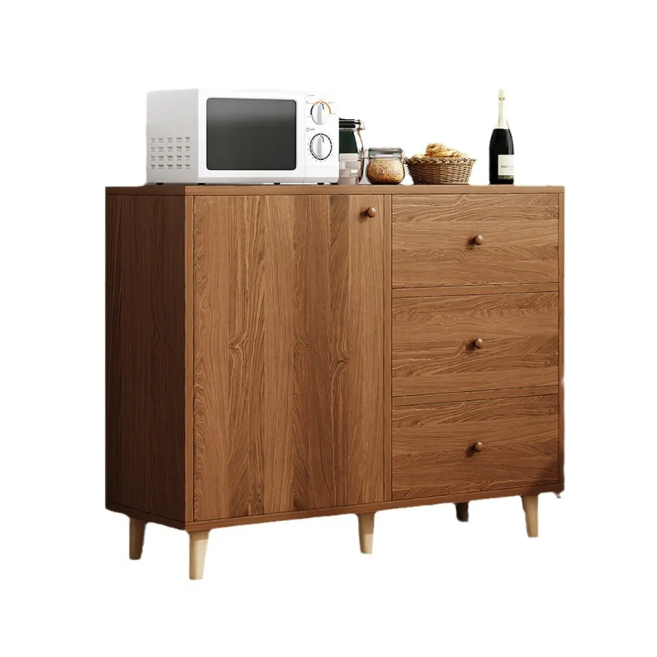 Retro Wooden Rectangular Accent Cabinet for Home Storage  Image - 5 | homeyfad