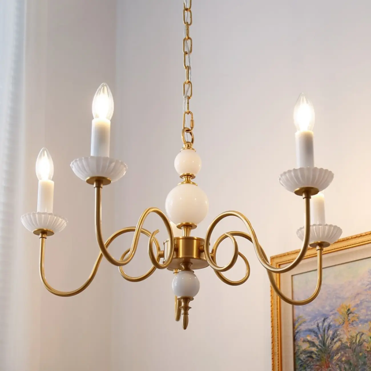 Vintage Gold Metal Candelabra Chandelier for Residential Use Image - 1 | homeyfad