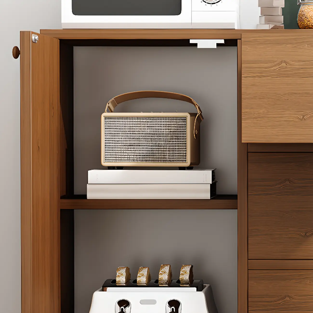 Retro Wooden Rectangular Accent Cabinet for Home Storage  Image - 8 | homeyfad