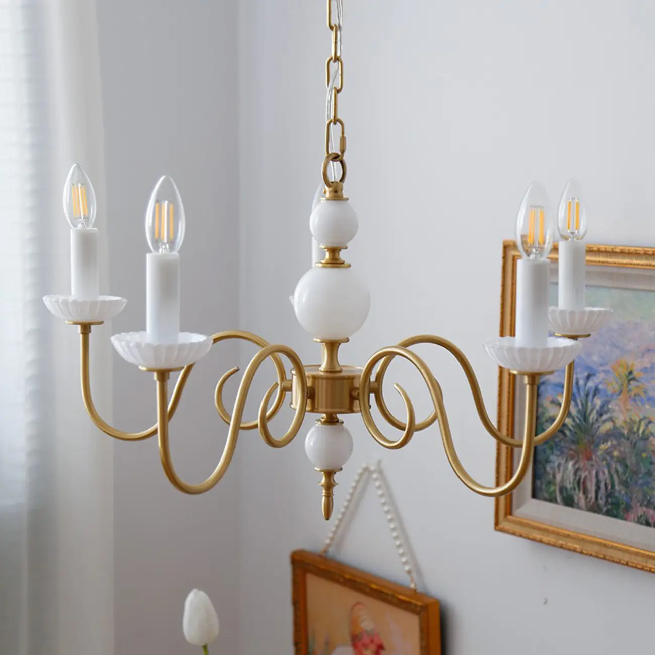 Vintage Gold Metal Candelabra Chandelier for Residential Use Image - 3 | homeyfad