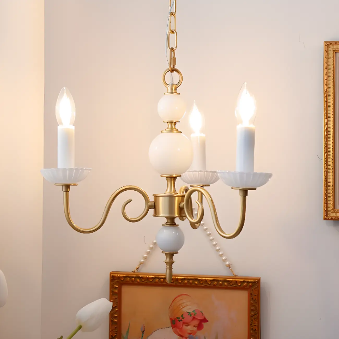 Vintage Gold Metal Candelabra Chandelier for Residential Use Image - 4 | homeyfad