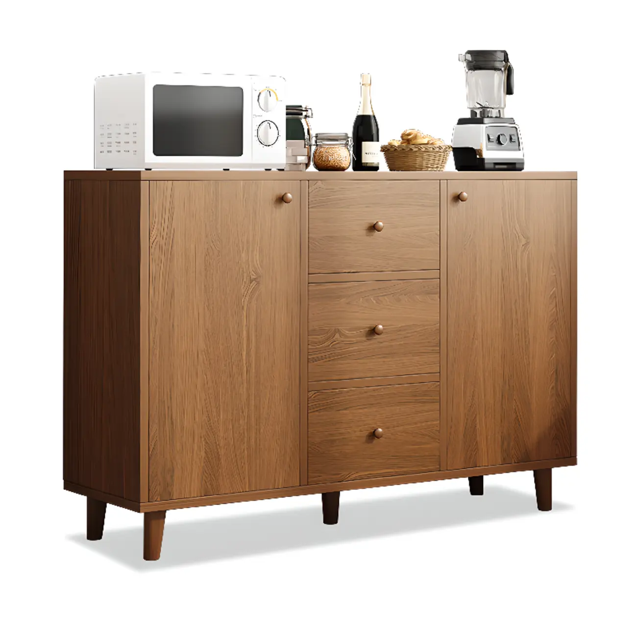 Retro Wooden Rectangular Accent Cabinet for Home Storage  Image - 10 | homeyfad