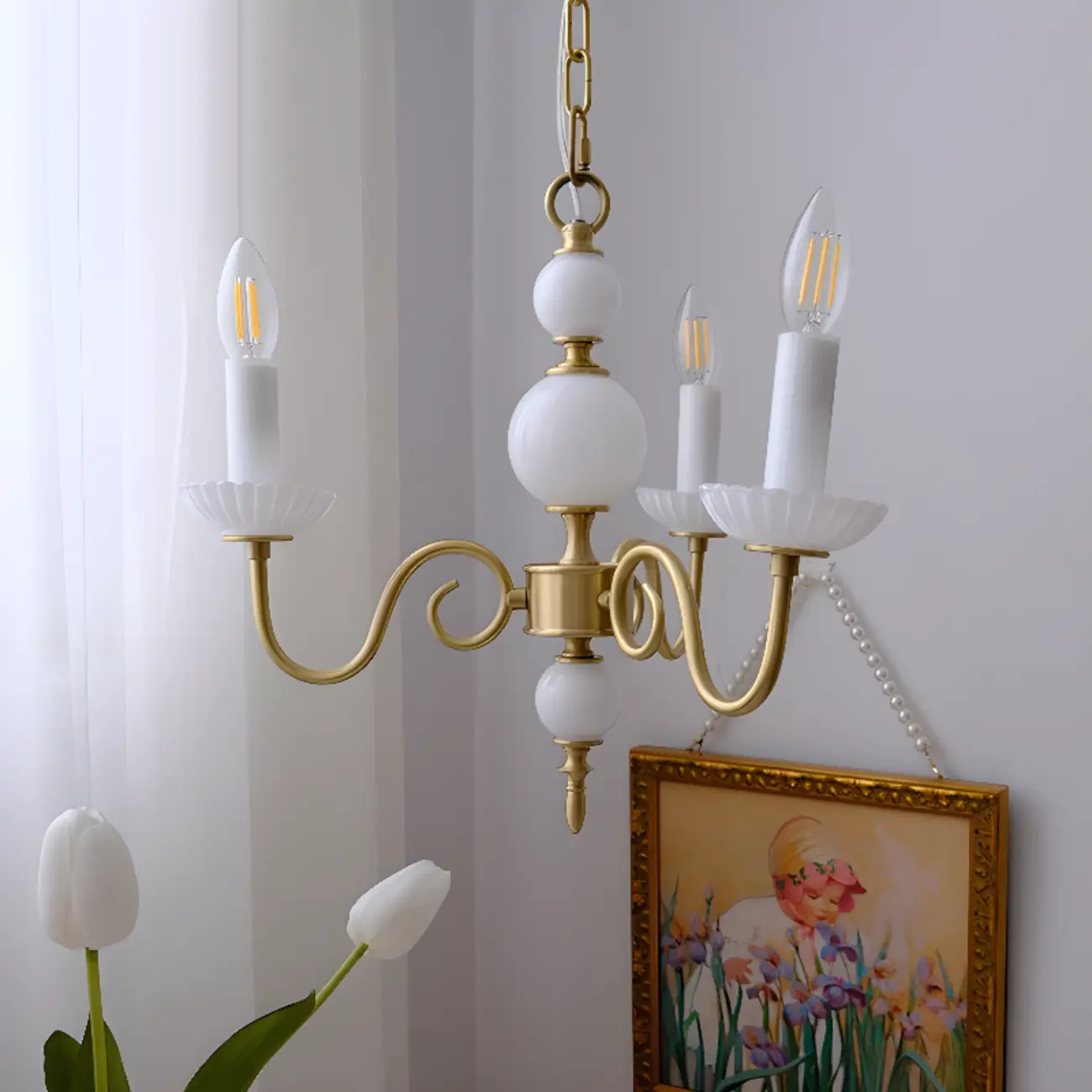 Vintage Gold Metal Candelabra Chandelier for Residential Use Image - 6 | homeyfad