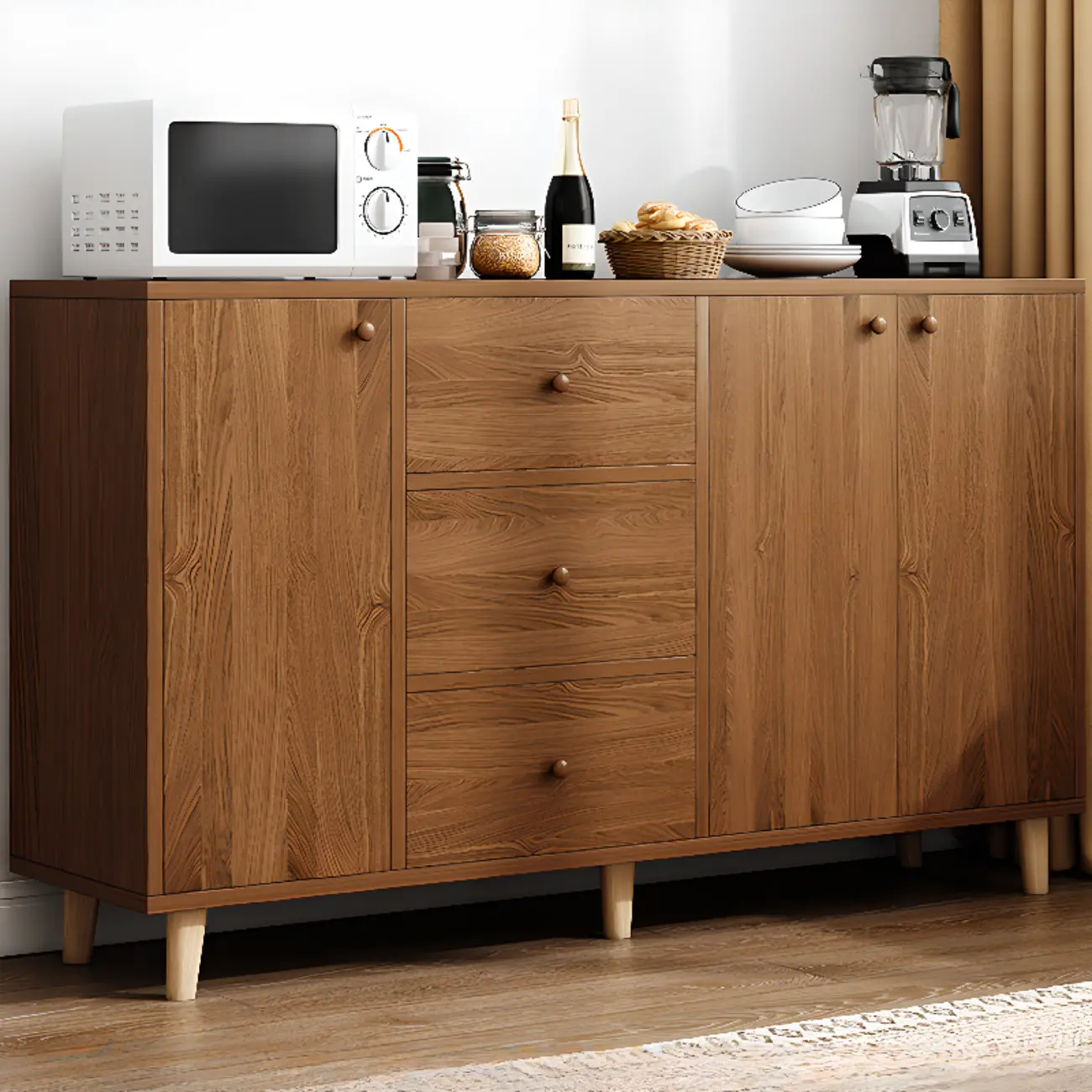 Retro Wooden Rectangular Accent Cabinet for Home Storage  Image - 14 | homeyfad