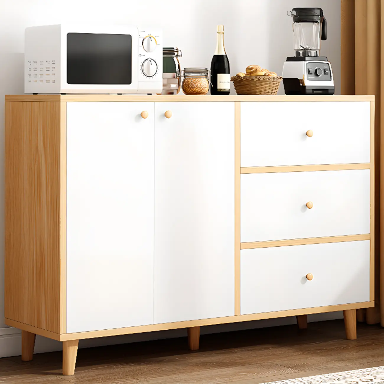 Retro Wooden Rectangular Accent Cabinet for Home Storage  Image - 15 | homeyfad