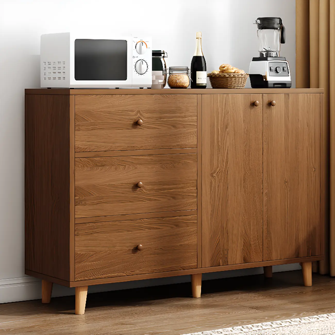 Retro Wooden Rectangular Accent Cabinet for Home Storage  Image - 17 | homeyfad