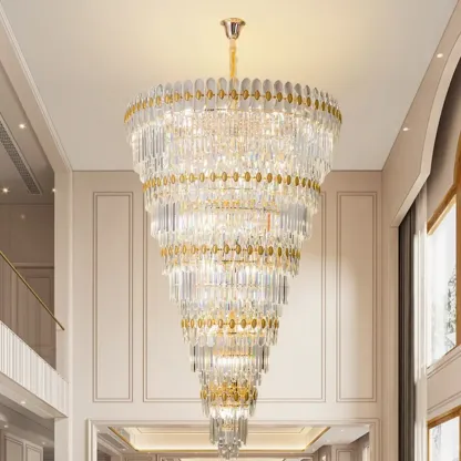 5-Tier Luxurious Crystal Chandelier for High Ceilings Image - 3