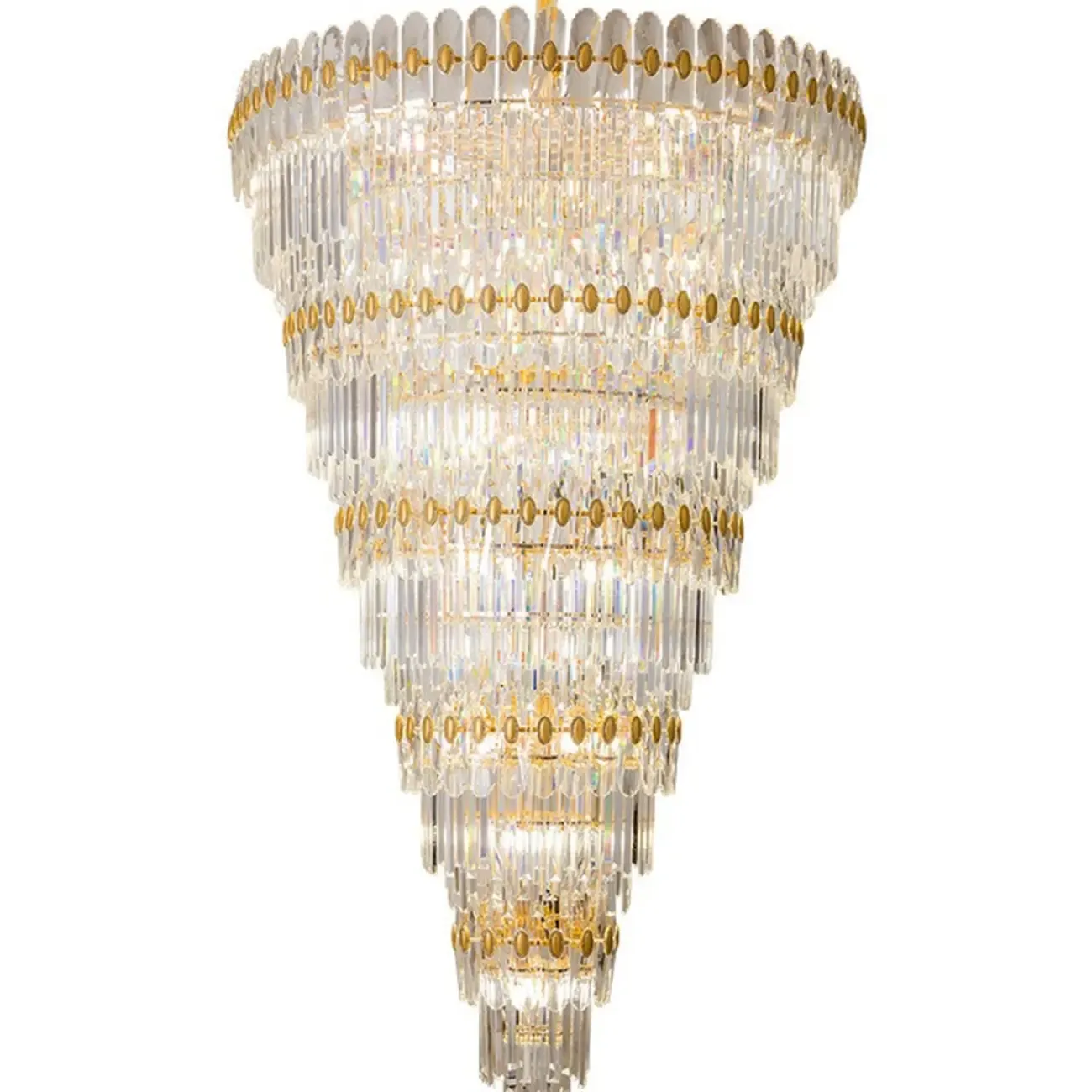 5-Tier Luxurious Crystal Chandelier for High Ceilings Image - 5