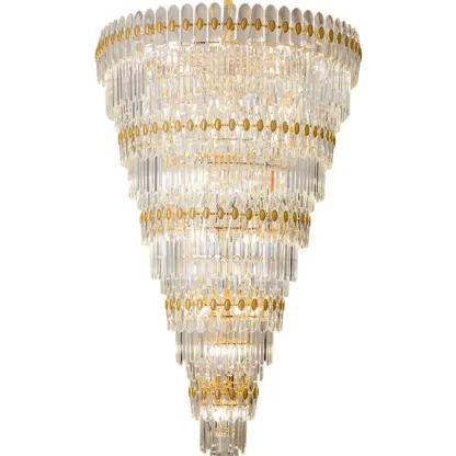 5-Tier Luxurious Crystal Chandelier for High Ceilings Image - 5