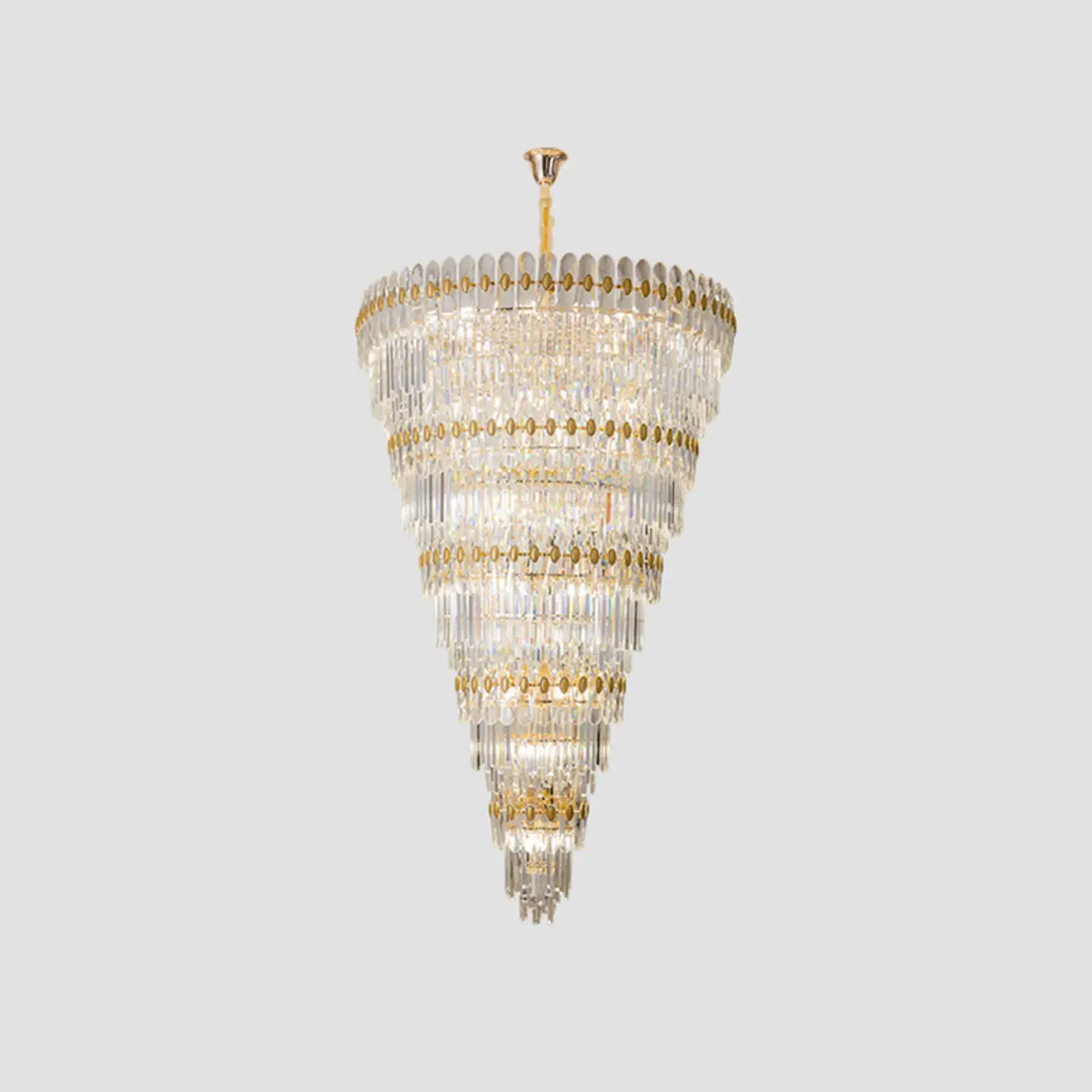 5-Tier Luxurious Crystal Chandelier for High Ceilings Image - 8 | homeyfad