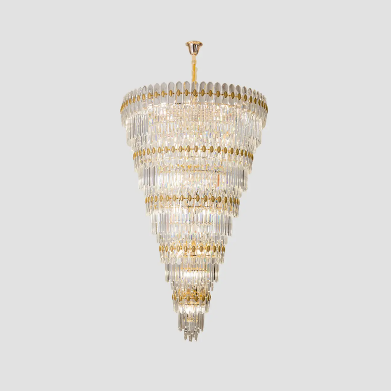 5-Tier Luxurious Crystal Chandelier for High Ceilings Image - 9 | homeyfad