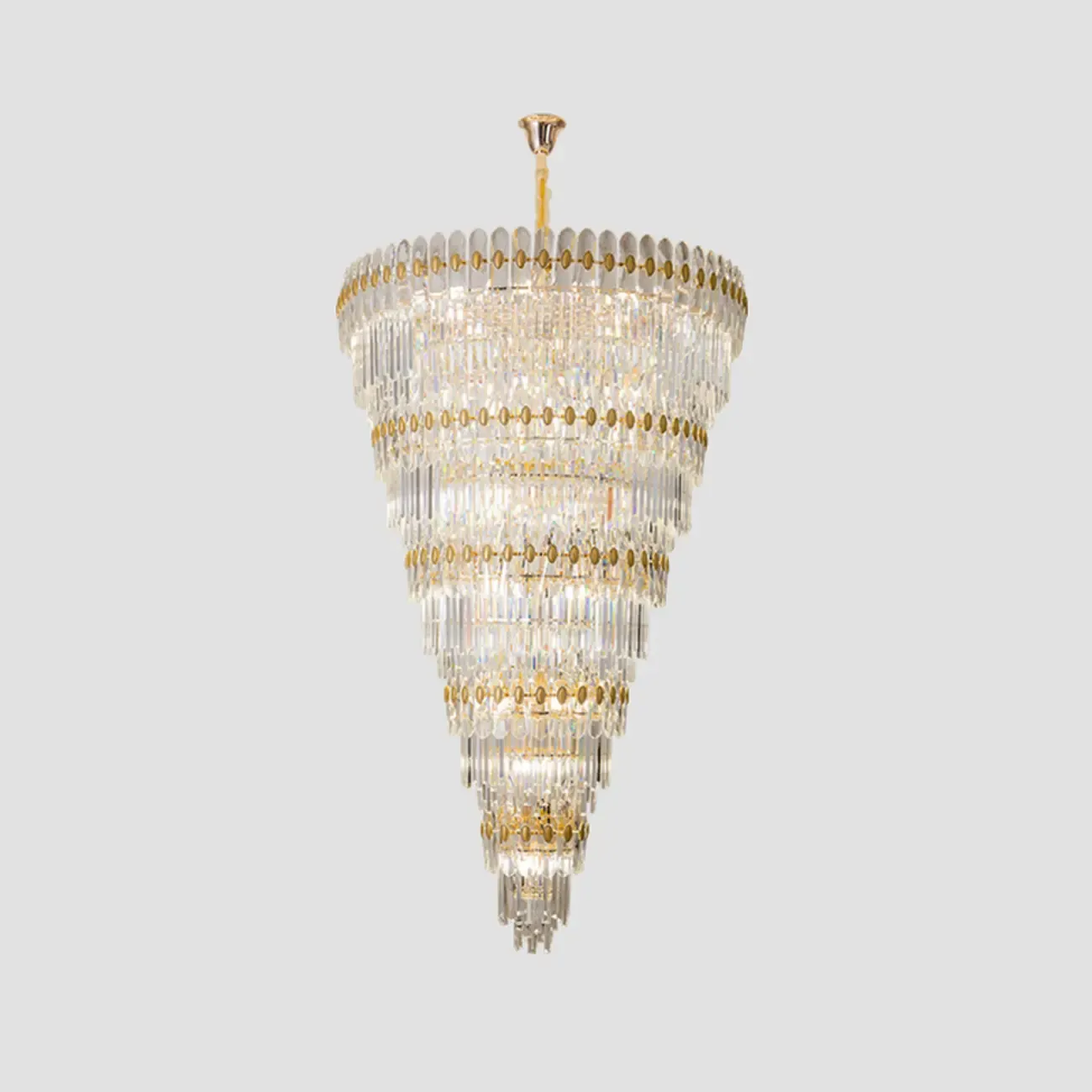 5-Tier Luxurious Crystal Chandelier for High Ceilings Image - 9