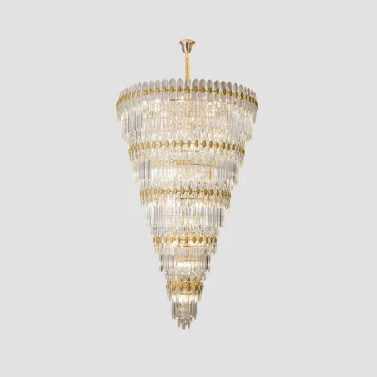 5-Tier Luxurious Crystal Chandelier for High Ceilings Image - 9