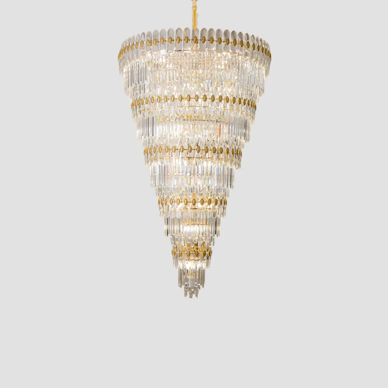 5-Tier Luxurious Crystal Chandelier for High Ceilings Image - 10 | homeyfad