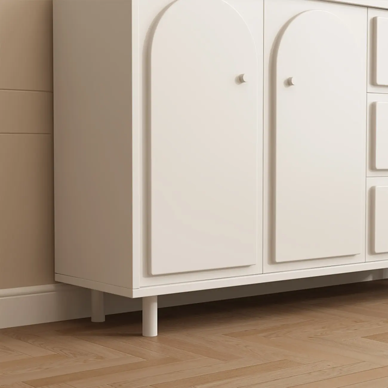 Dove Grey Wood Cabinet with Drawers for Living Room Storage Image - 7 | homeyfad