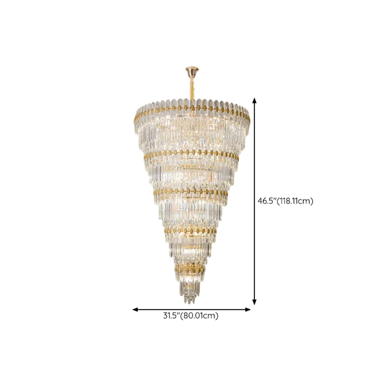 5-Tier Luxurious Crystal Chandelier for High Ceilings #size