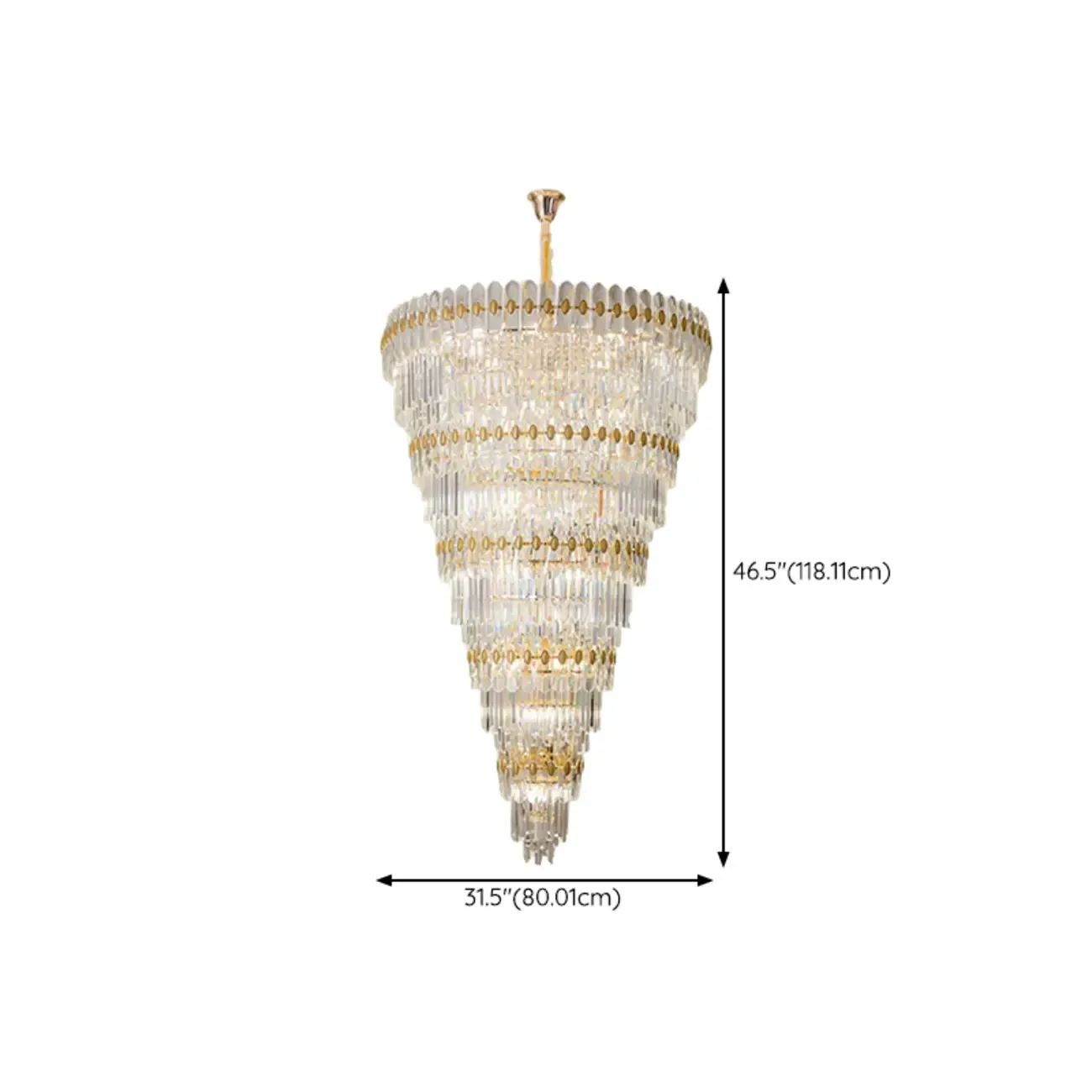 5-Tier Luxurious Crystal Chandelier for High Ceilings #size