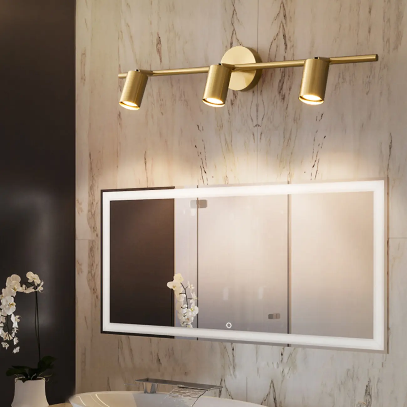 Modern Metal Vanity Light for Bathroom with Copper Shade  Image - 1 | homeyfad