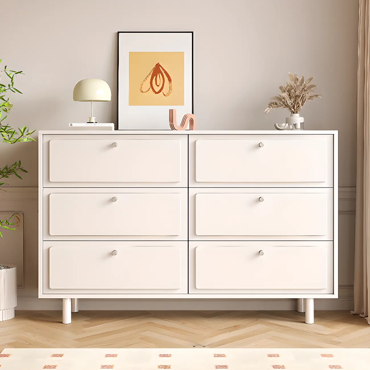 Dove Grey Wood Cabinet with Drawers for Living Room Storage Image - 18 | homeyfad