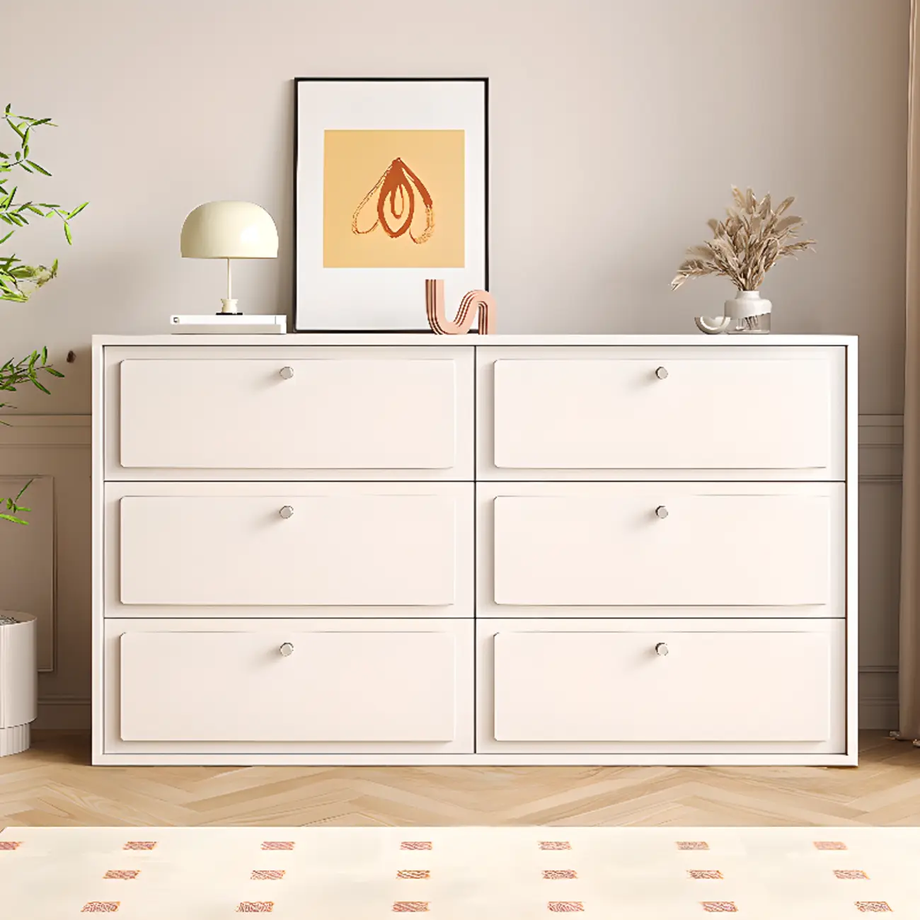 Dove Grey Wood Cabinet with Drawers for Living Room Storage Image - 21 | homeyfad