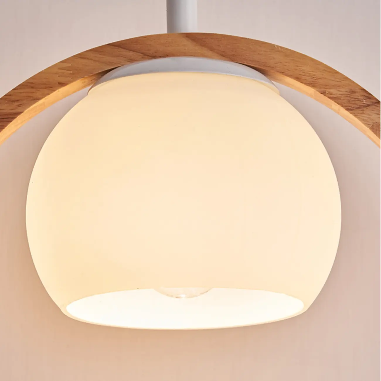 Designer Wooden Ring LED Pendant Light with Glass Shade for Home Decor Image - 8 | homeyfad