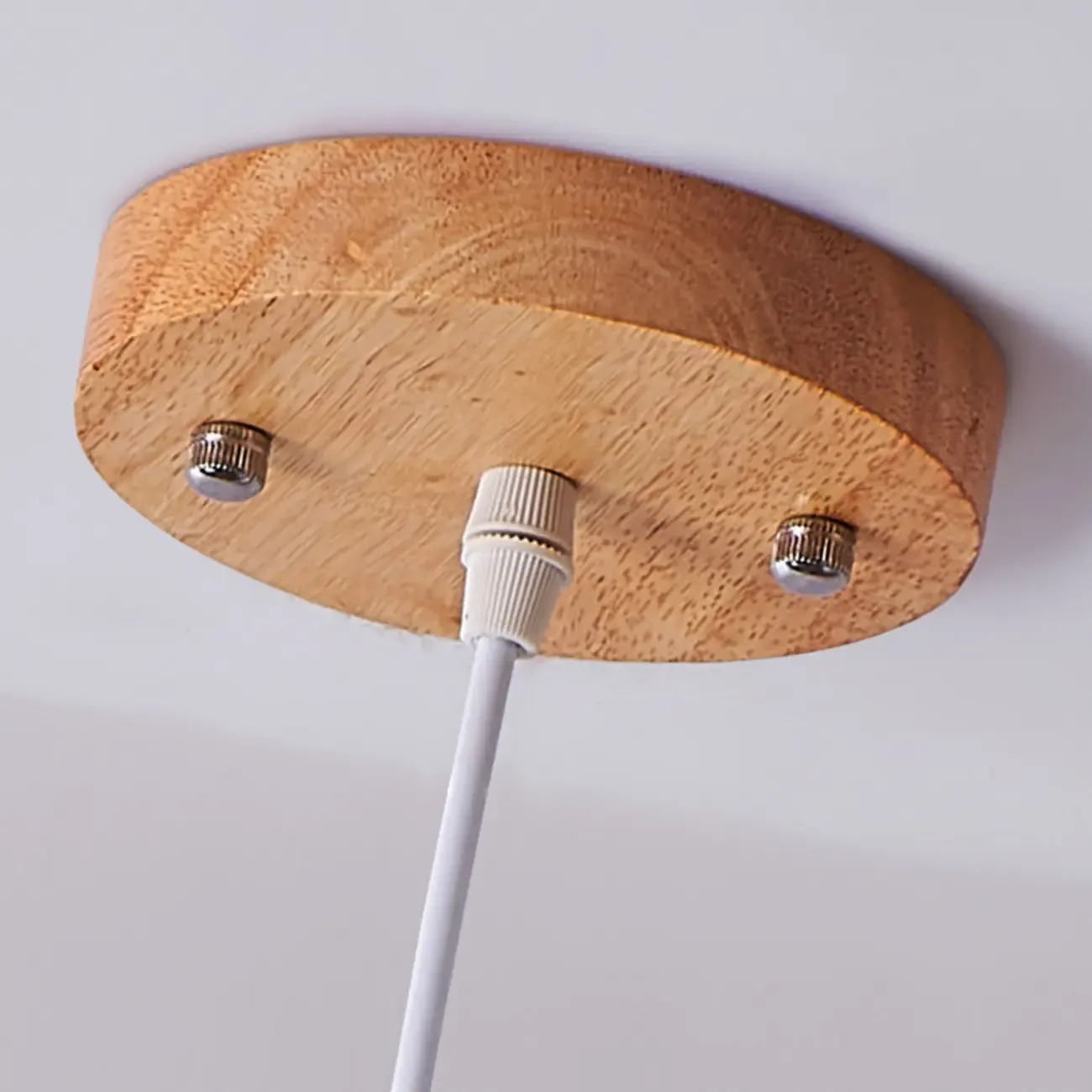 Designer Wooden Ring LED Pendant Light with Glass Shade for Home Decor Image - 9