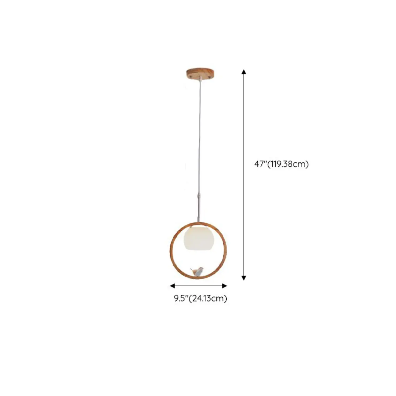 Designer Wooden Ring LED Pendant Light with Glass Shade for Home Decor #size