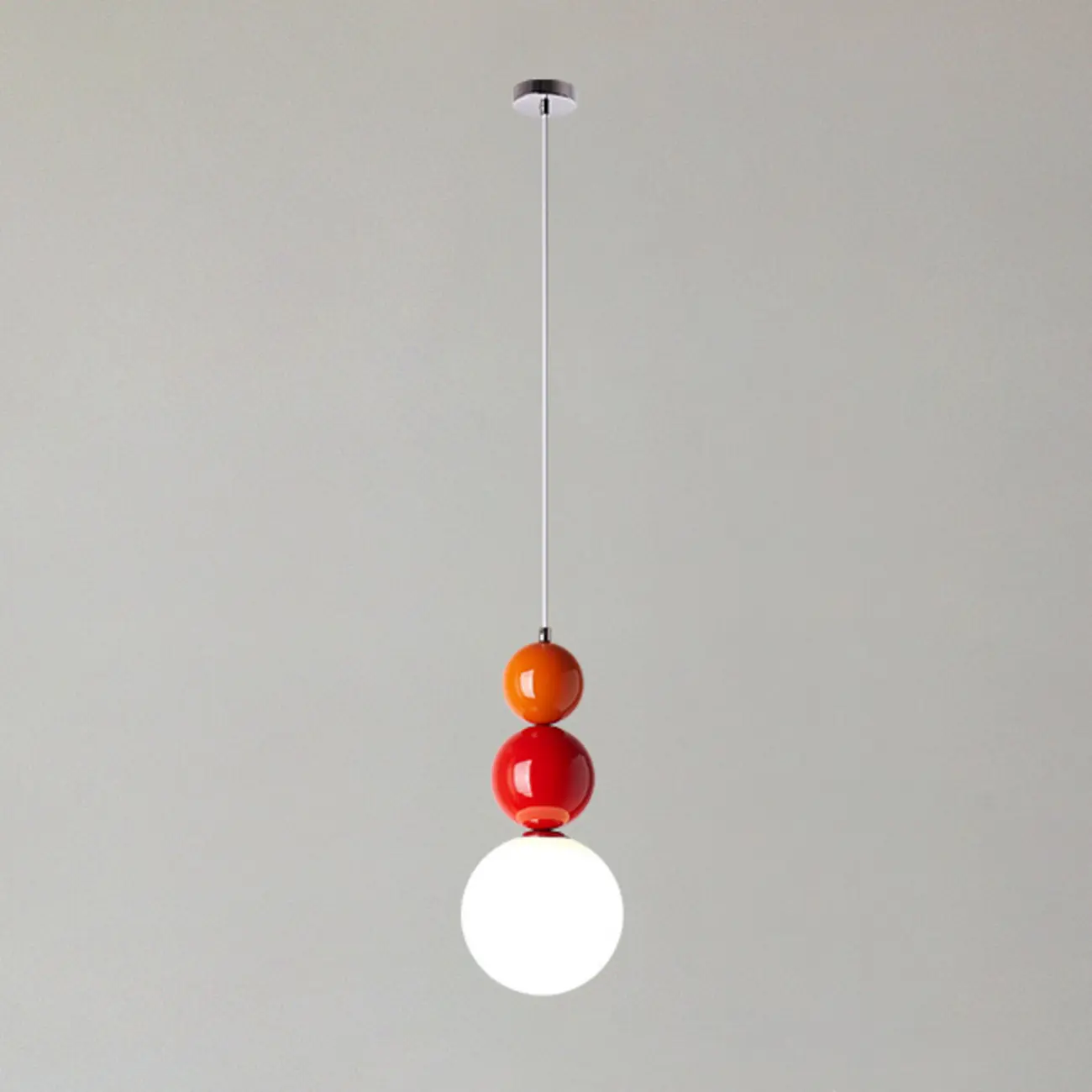 Nordic White Glass Globe LED Pendant Light with Colorful Bead Detail Image - 1 | homeyfad