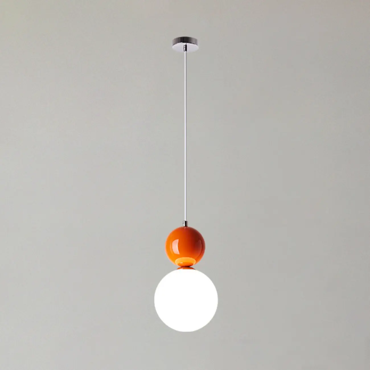 Nordic White Glass Globe LED Pendant Light with Colorful Bead Detail Image - 5 | homeyfad