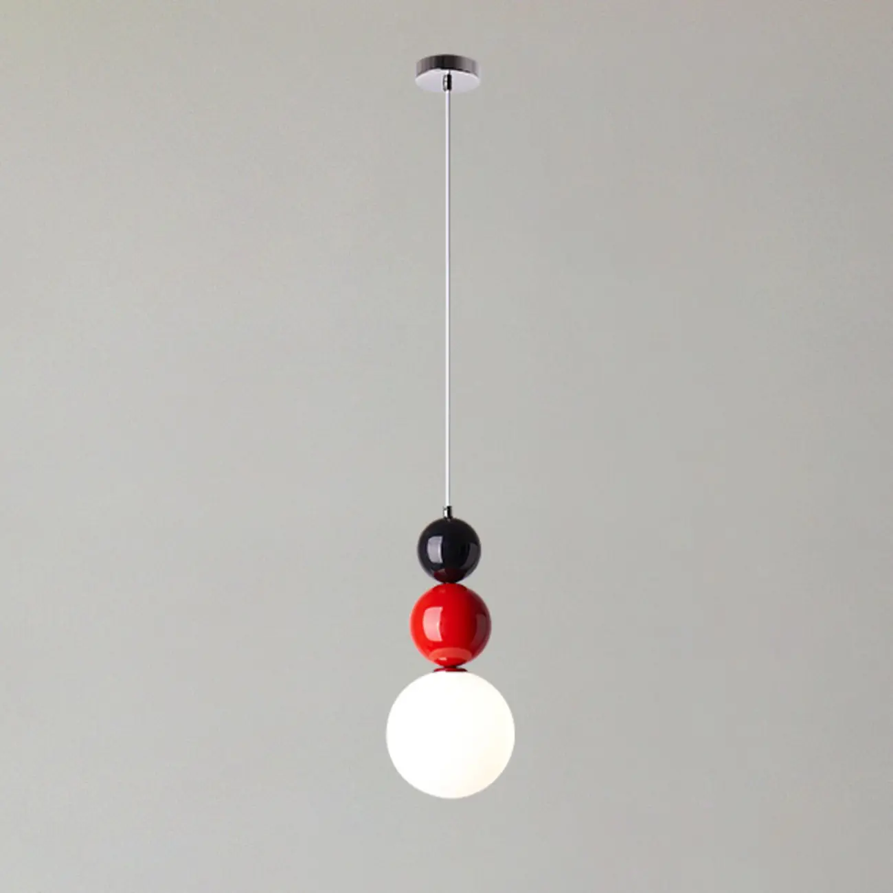 Nordic White Glass Globe LED Pendant Light with Colorful Bead Detail Image - 6 | homeyfad