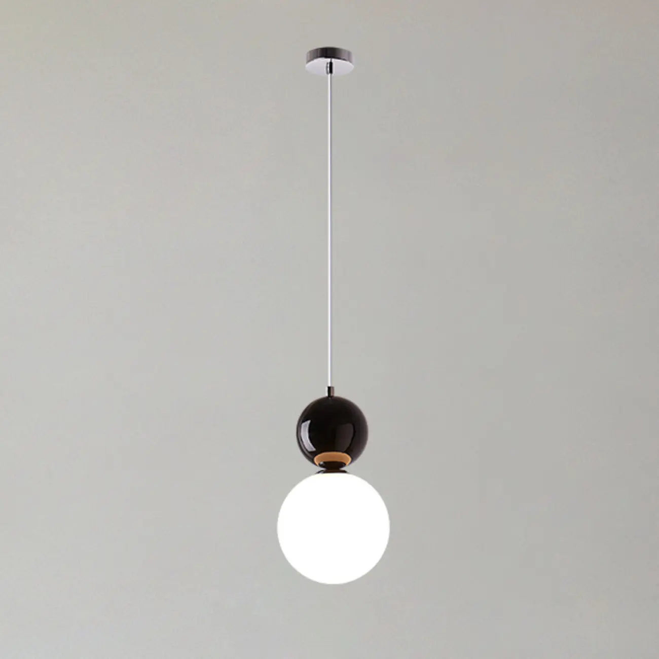 Nordic White Glass Globe LED Pendant Light with Colorful Bead Detail Image - 7 | homeyfad