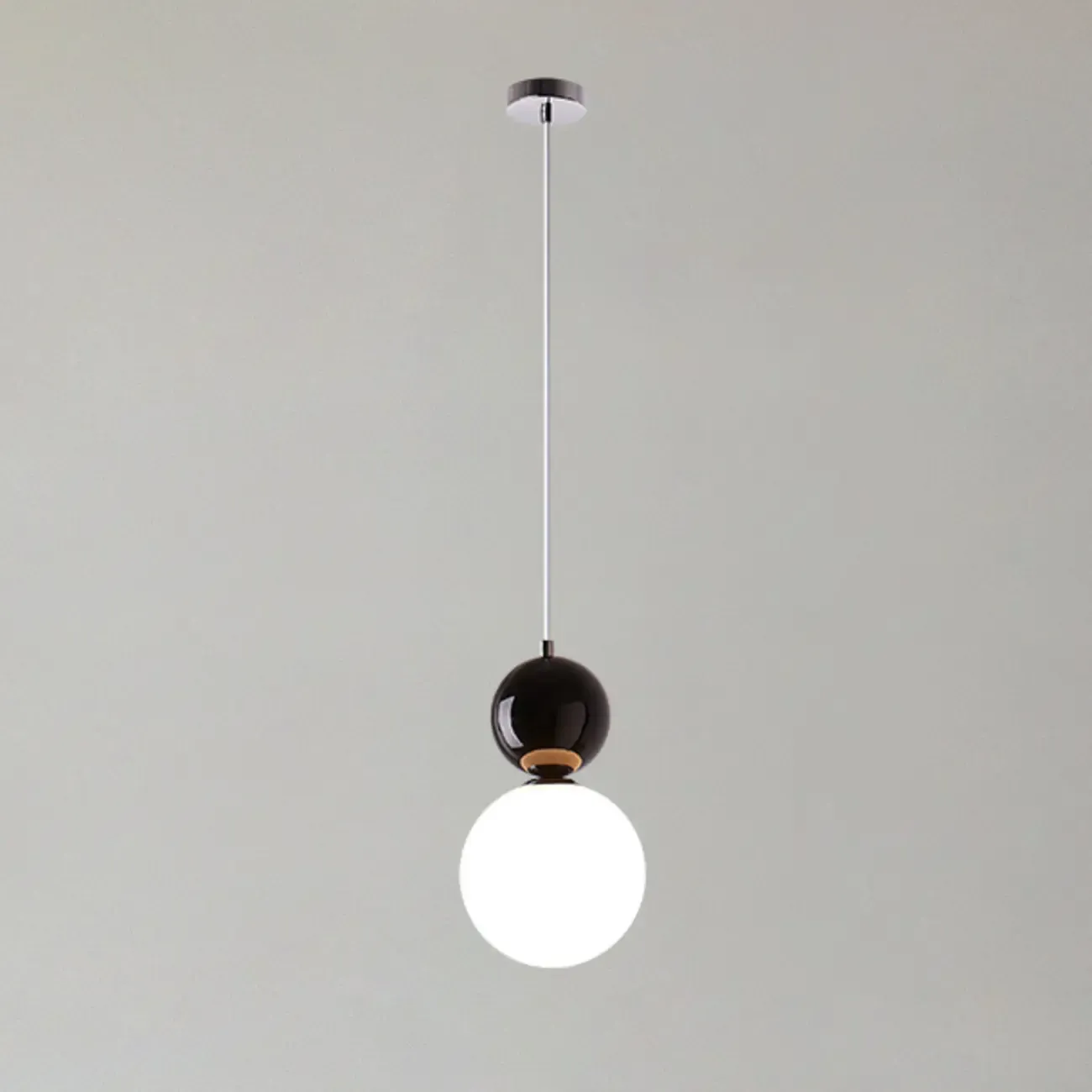 Nordic White Glass Globe LED Pendant Light with Colorful Bead Detail Image - 7