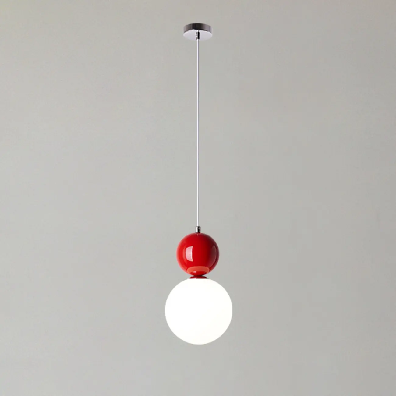 Nordic White Glass Globe LED Pendant Light with Colorful Bead Detail Image - 9 | homeyfad