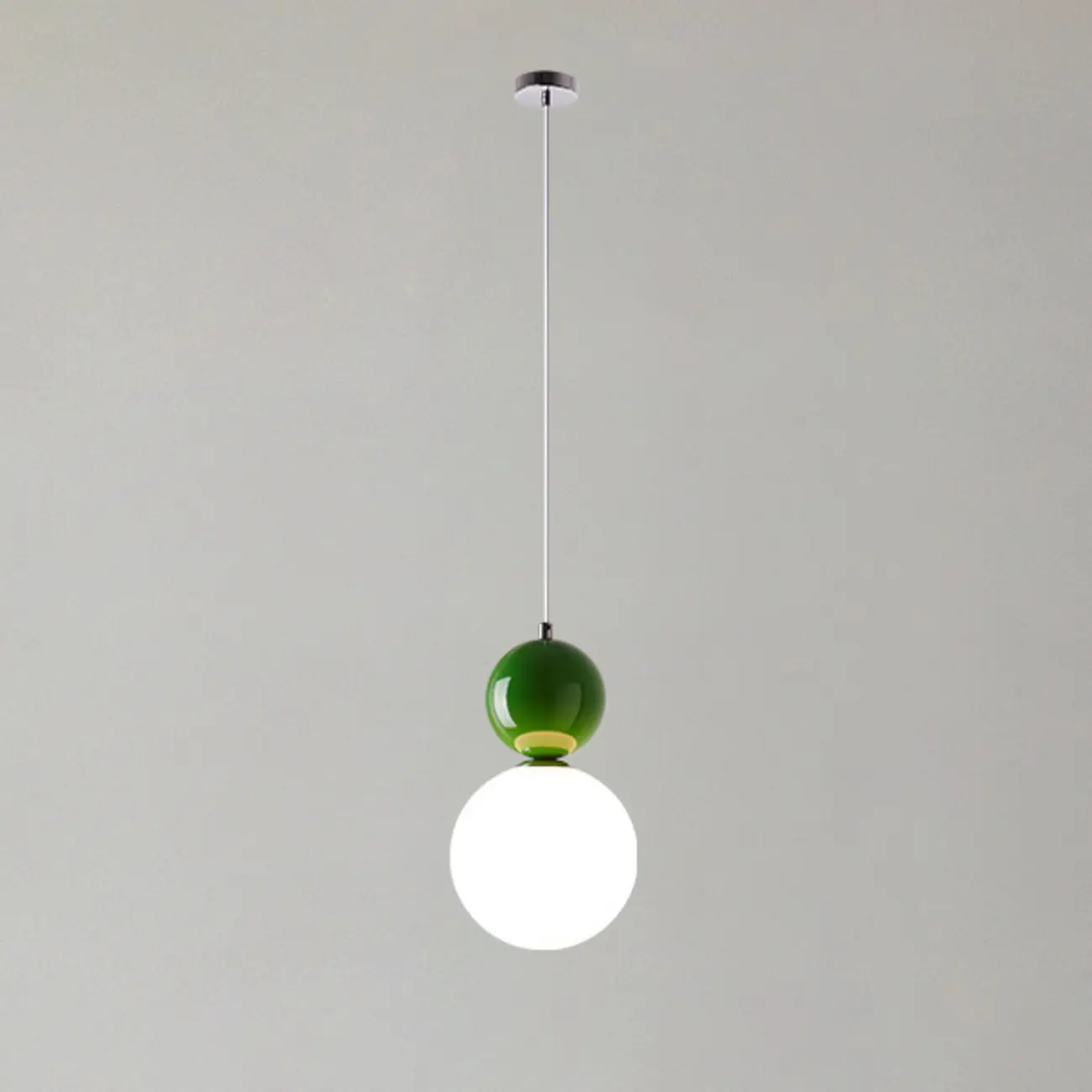 Nordic White Glass Globe LED Pendant Light with Colorful Bead Detail Image - 11 | homeyfad