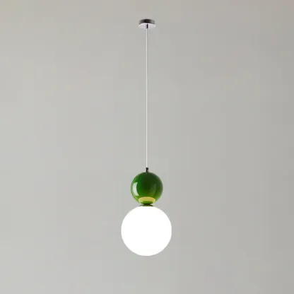 Nordic White Glass Globe LED Pendant Light with Colorful Bead Detail Image - 11