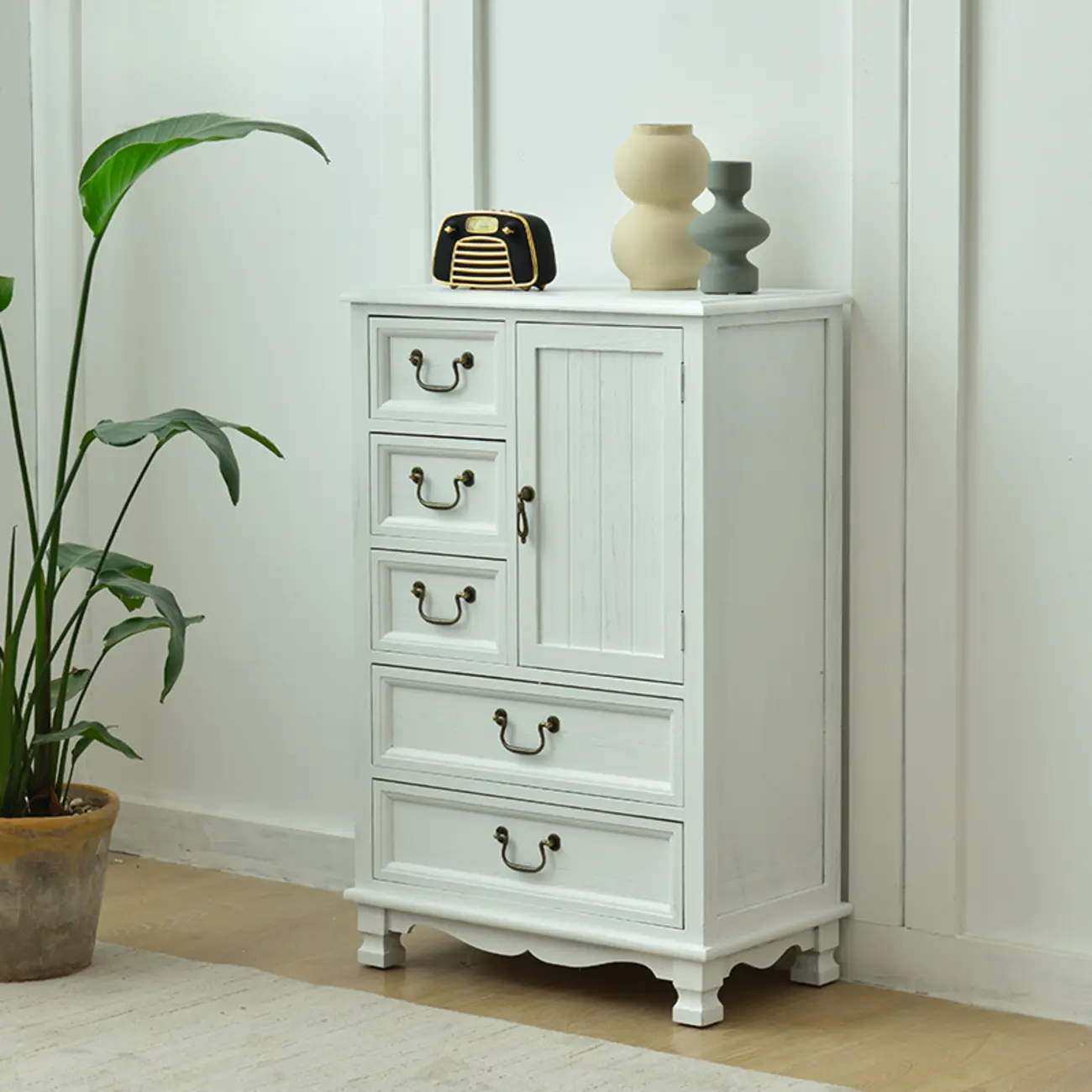 Rustic Wooden Yellow Storage Cabinet with Drawer Rings Image - 11 | homeyfad