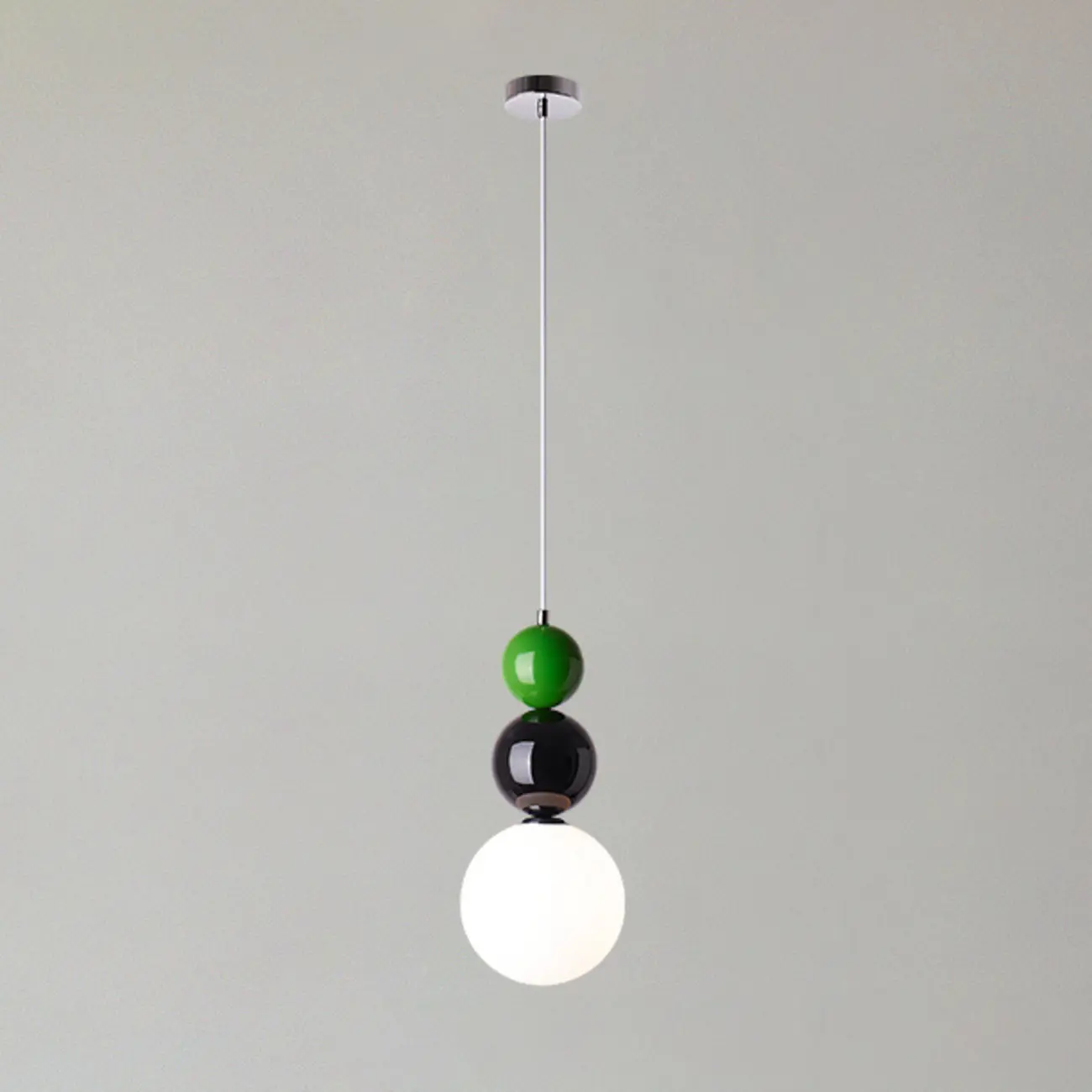 Nordic White Glass Globe LED Pendant Light with Colorful Bead Detail Image - 12 | homeyfad