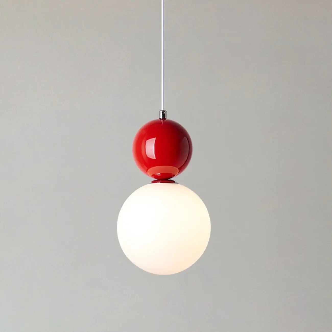 Nordic White Glass Globe LED Pendant Light with Colorful Bead Detail Image - 15 | homeyfad