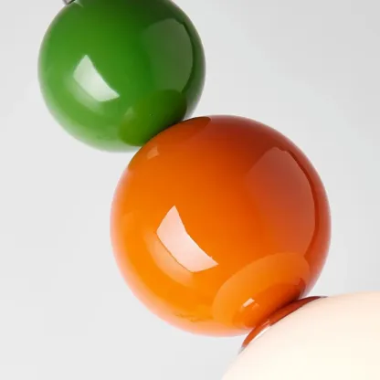 Nordic White Glass Globe LED Pendant Light with Colorful Bead Detail Image - 19