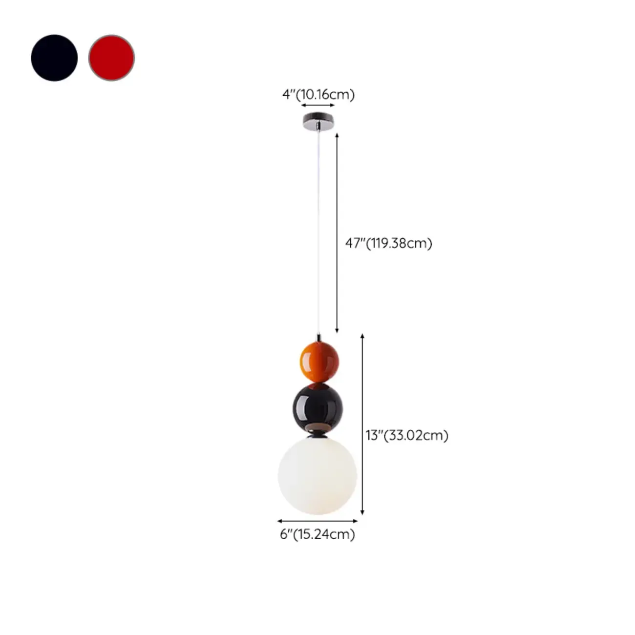 Nordic White Glass Globe LED Pendant Light with Colorful Bead Detail Image - 22