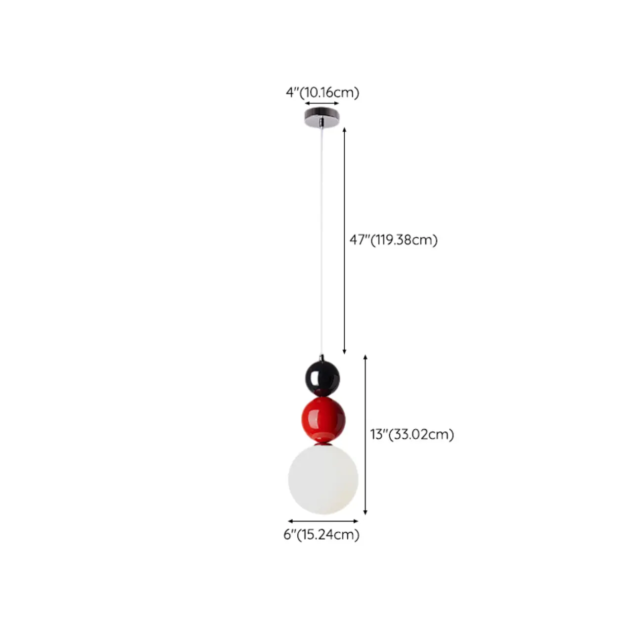 Nordic White Glass Globe LED Pendant Light with Colorful Bead Detail Image - 23 | homeyfad
