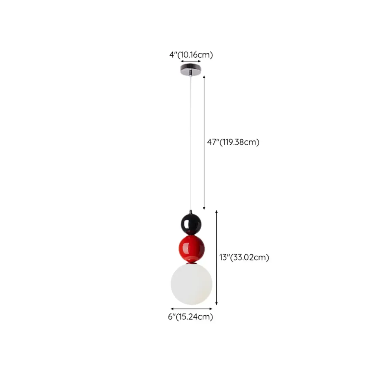 Nordic White Glass Globe LED Pendant Light with Colorful Bead Detail Image - 23