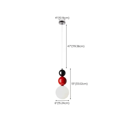 Nordic White Glass Globe LED Pendant Light with Colorful Bead Detail Image - 23