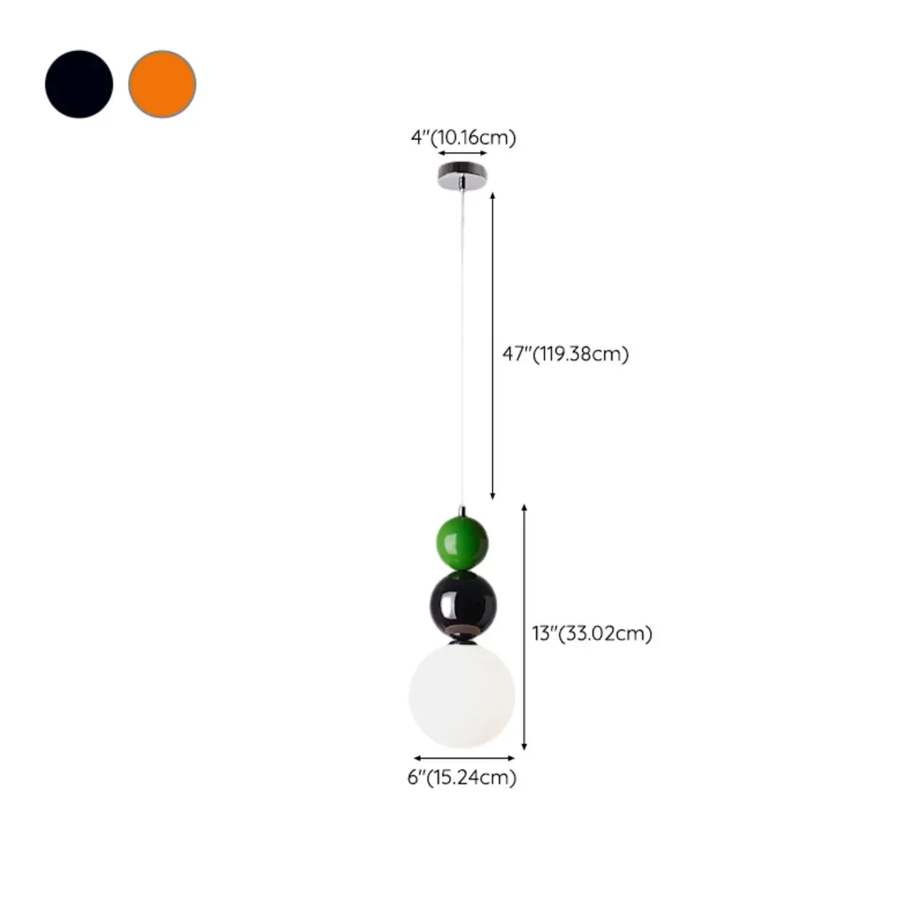 Nordic White Glass Globe LED Pendant Light with Colorful Bead Detail Image - 25