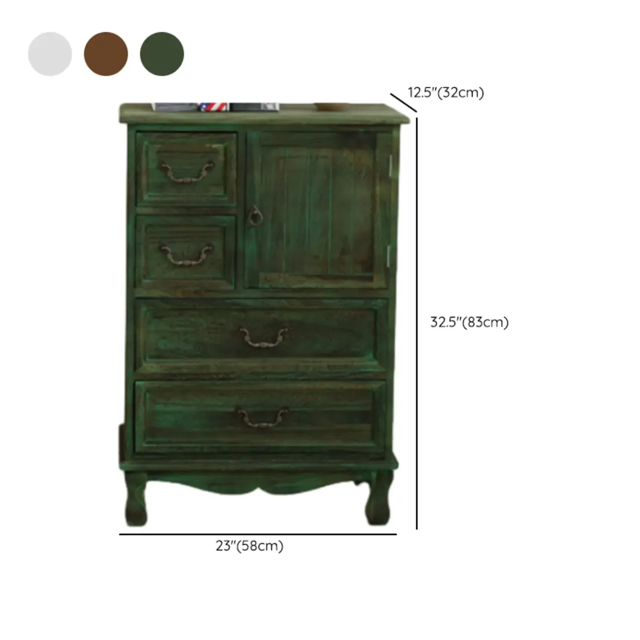 Rustic Wooden Yellow Storage Cabinet with Drawer Rings Image - 29