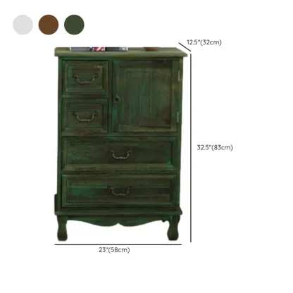 Rustic Wooden Yellow Storage Cabinet with Drawer Rings Image - 29