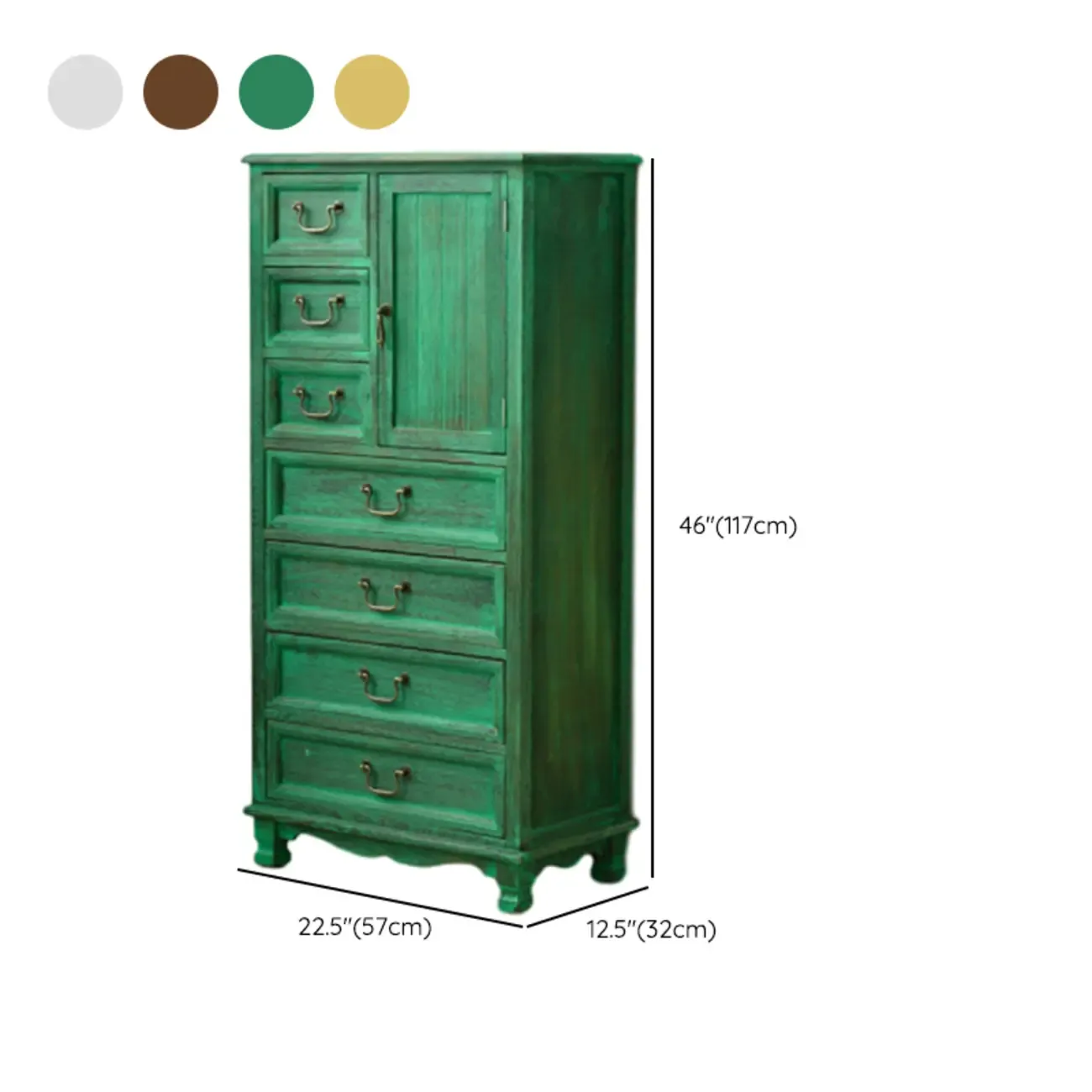 Rustic Wooden Yellow Storage Cabinet with Drawer Rings Image - 32