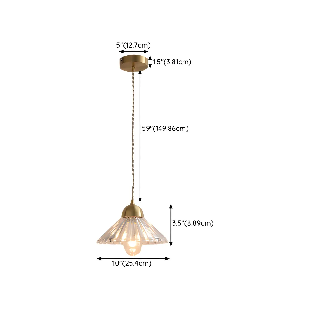 Modern Clear Glass Cluster Cone Pendant Light for Living Room #size