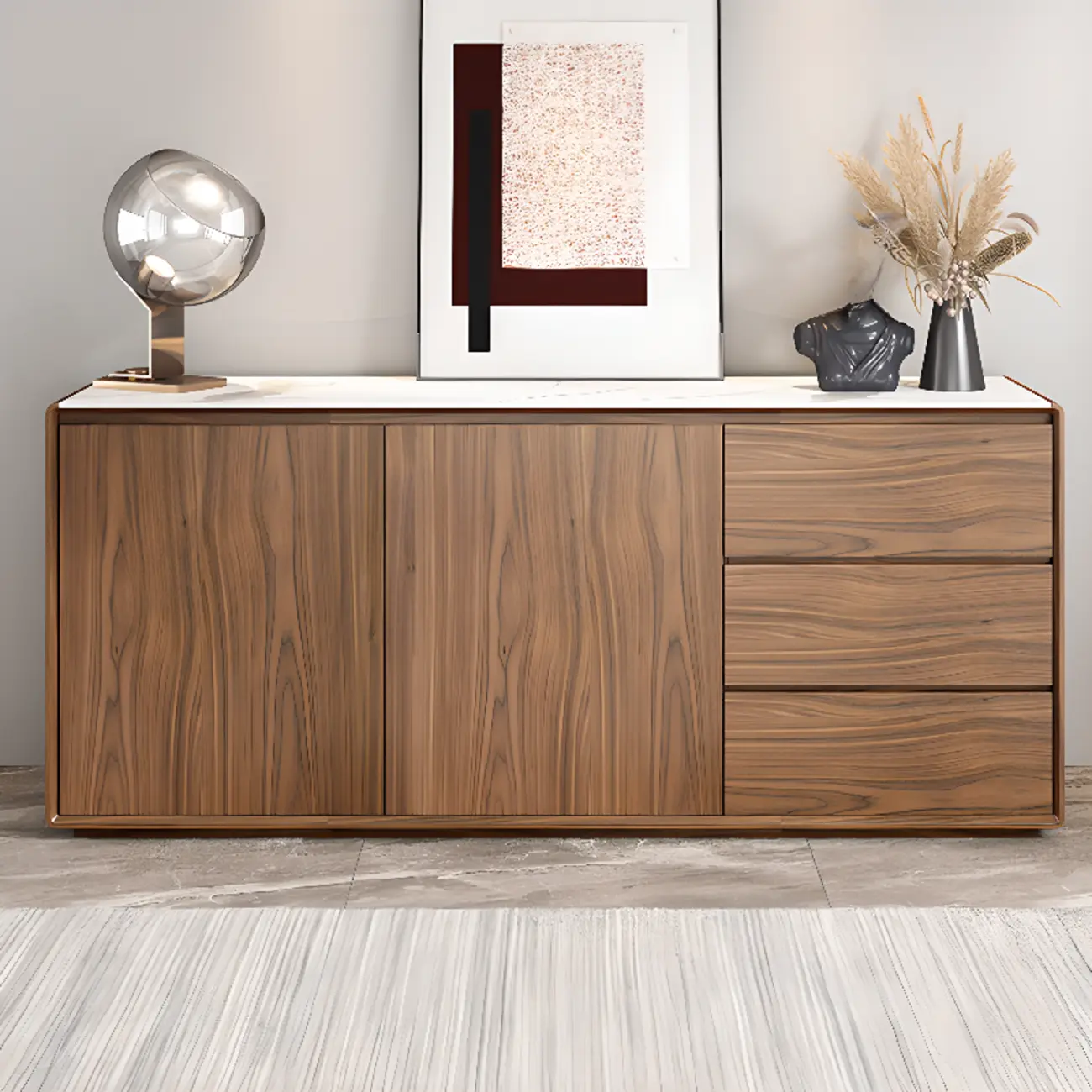 Wooden Accent Cabinet for with 3 Drawers & 2 Enclosed Doors Image - 1 | homeyfad