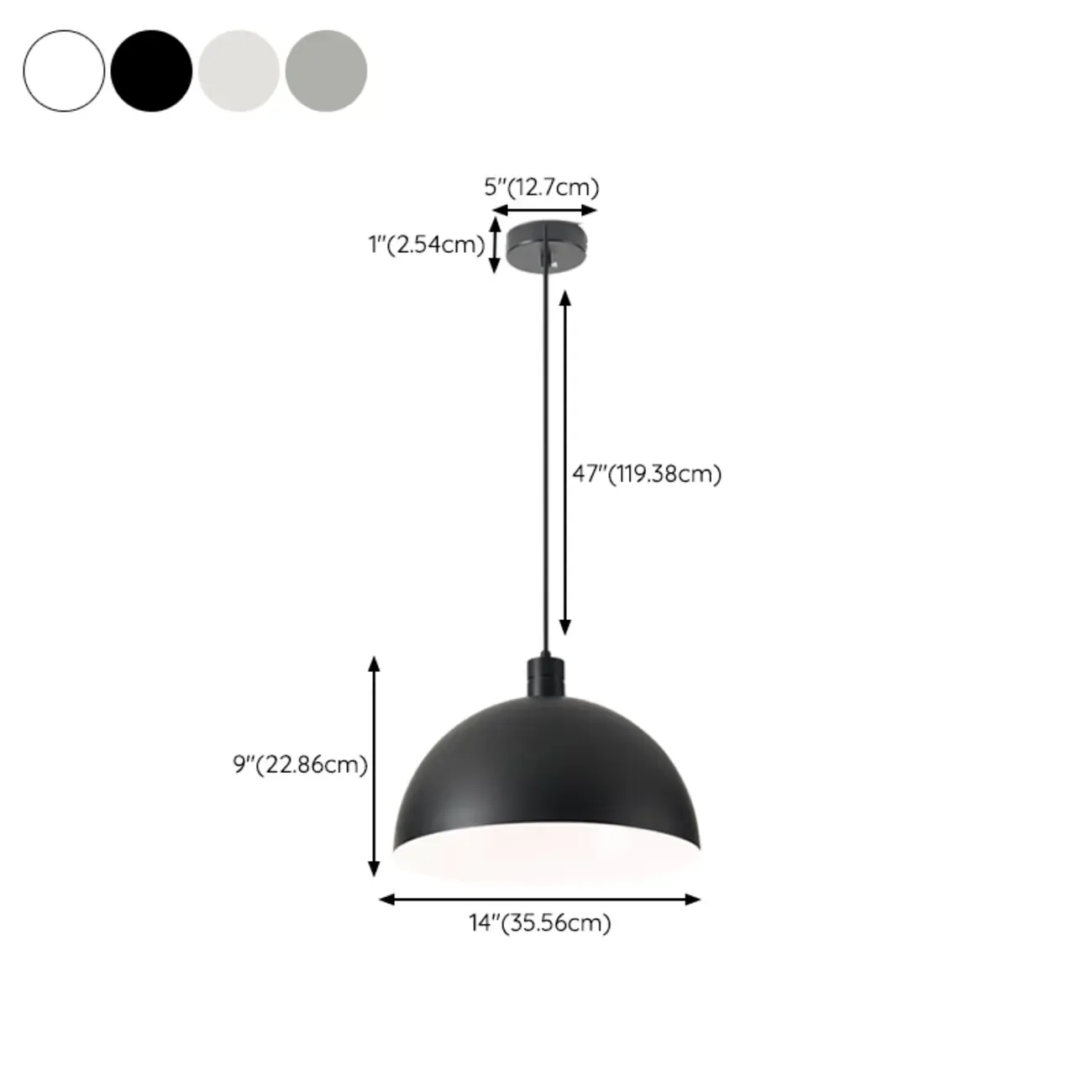 Nordic Cream Glass Dome LED Pendant Light for Living Room #size